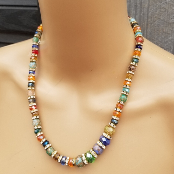 ITALIAN MURANO GLASS BEADED NECKLACE & BRACELET SET - Picture 5 of 13
